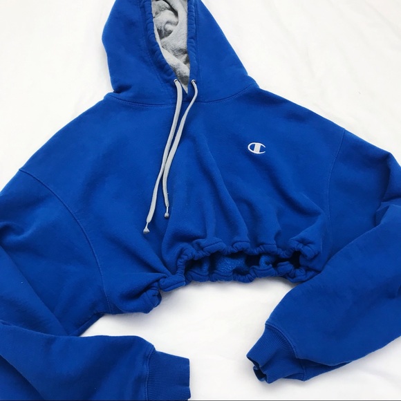 blue champion cropped hoodie